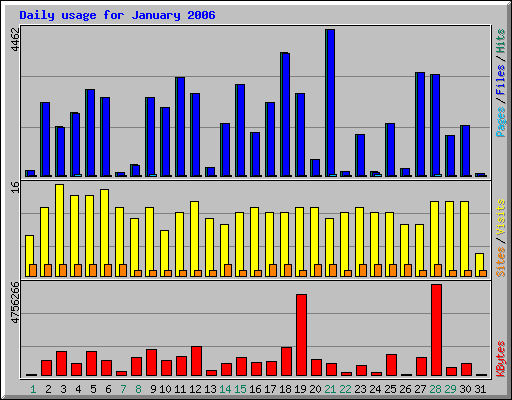 Daily usage for January 2006