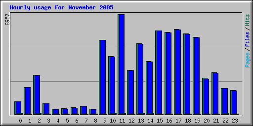 Hourly usage for November 2005